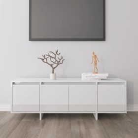 Mueble de TV madera contrachapada blanco brillo 120x30x40,5