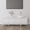 Mueble de TV madera contrachapada blanco brillo 120x30x40,5 cm