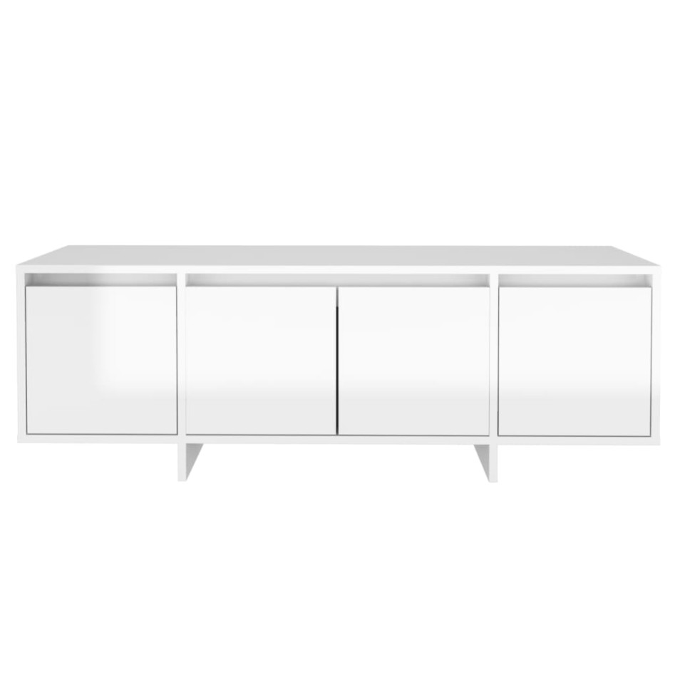 Mueble de TV madera contrachapada blanco brillo 120x30x40,5