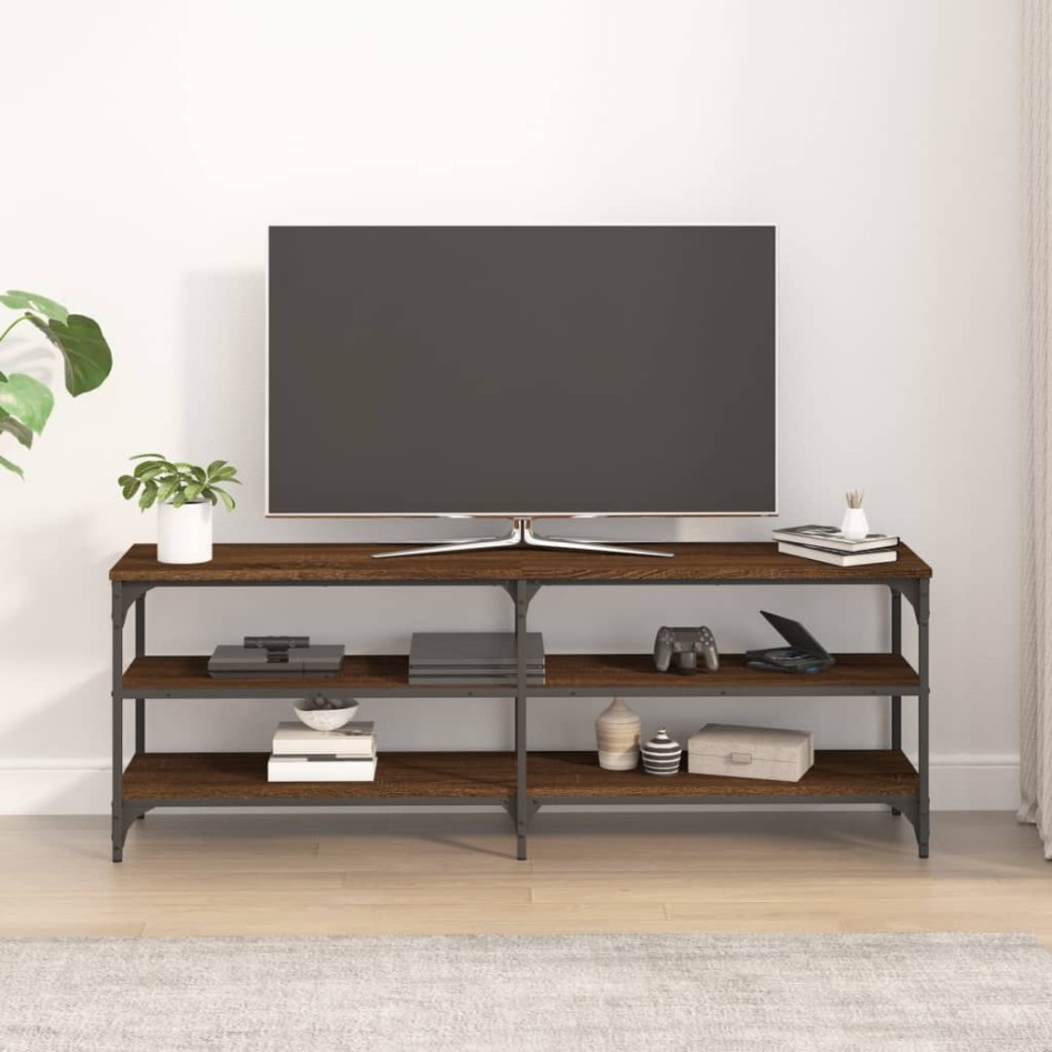 Mueble de TV madera contrachapada marrón roble 140x30x50
