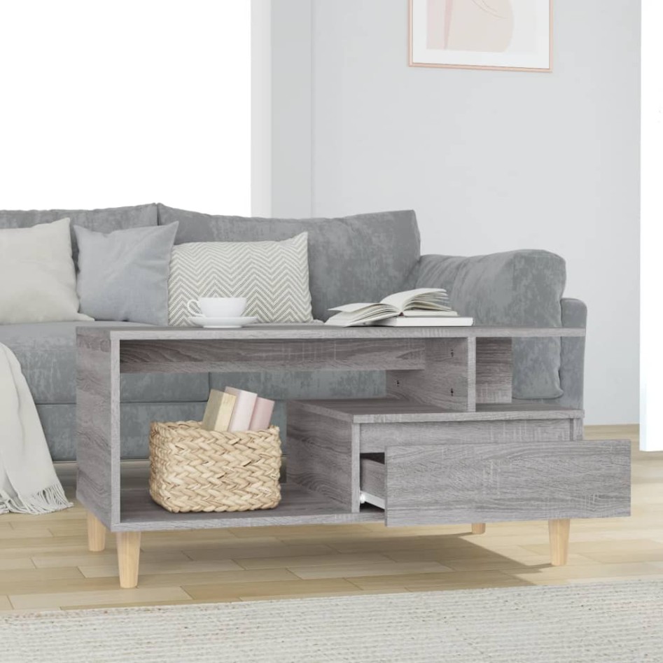 Mesa de centro madera contrachapada gris Sonoma 90x49x45