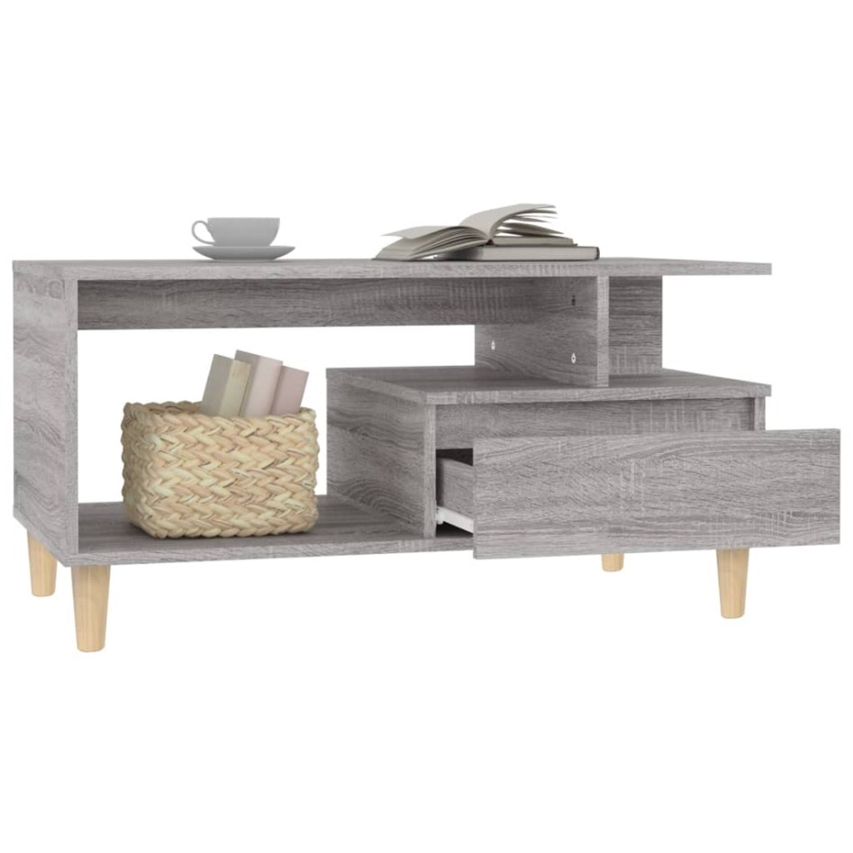 Mesa de centro madera contrachapada gris Sonoma 90x49x45