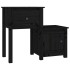 Mesita de noche madera maciza de pino negro 79,5x38x65,5