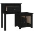 Mesita de noche madera maciza de pino negro 79,5x38x65,5