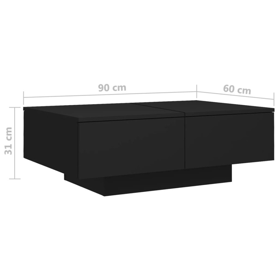 Mesa de centro madera contrachapada negro 90x60x31