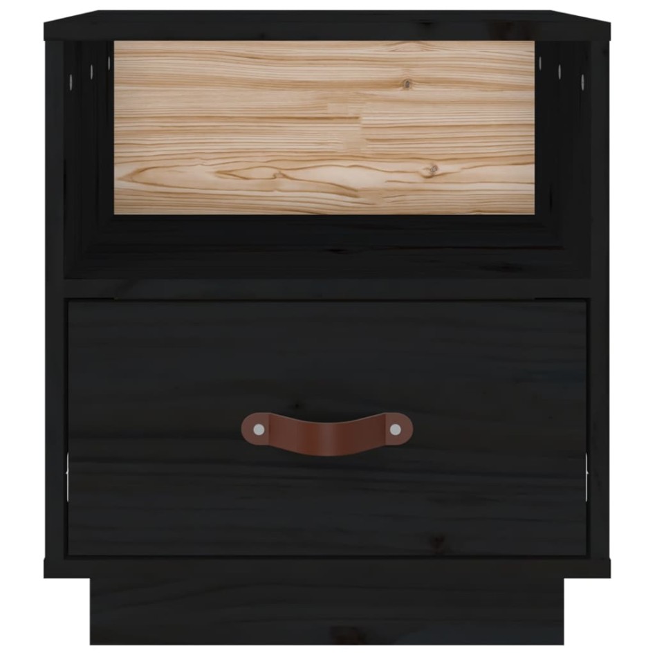 Mesitas de noche 2 uds madera maciza de pino negro 40x34x45