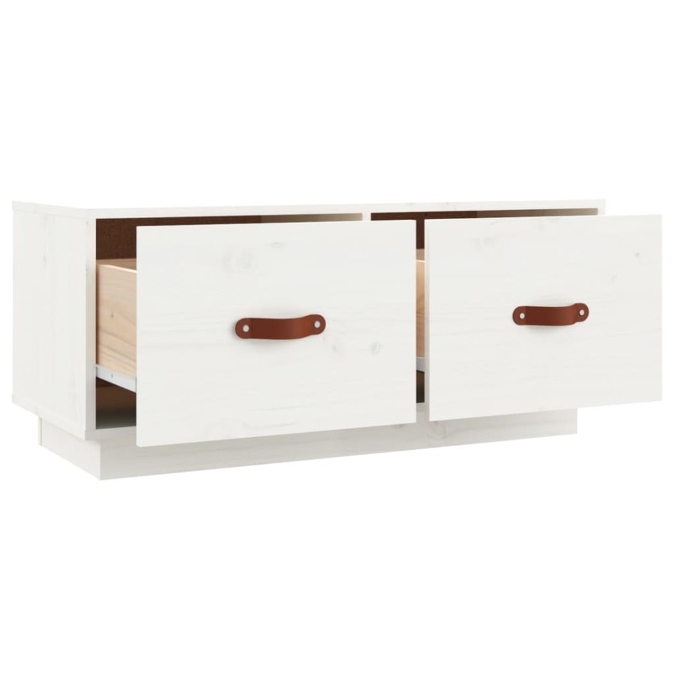 Mueble de TV de madera maciza de pino blanco 80x34x35
