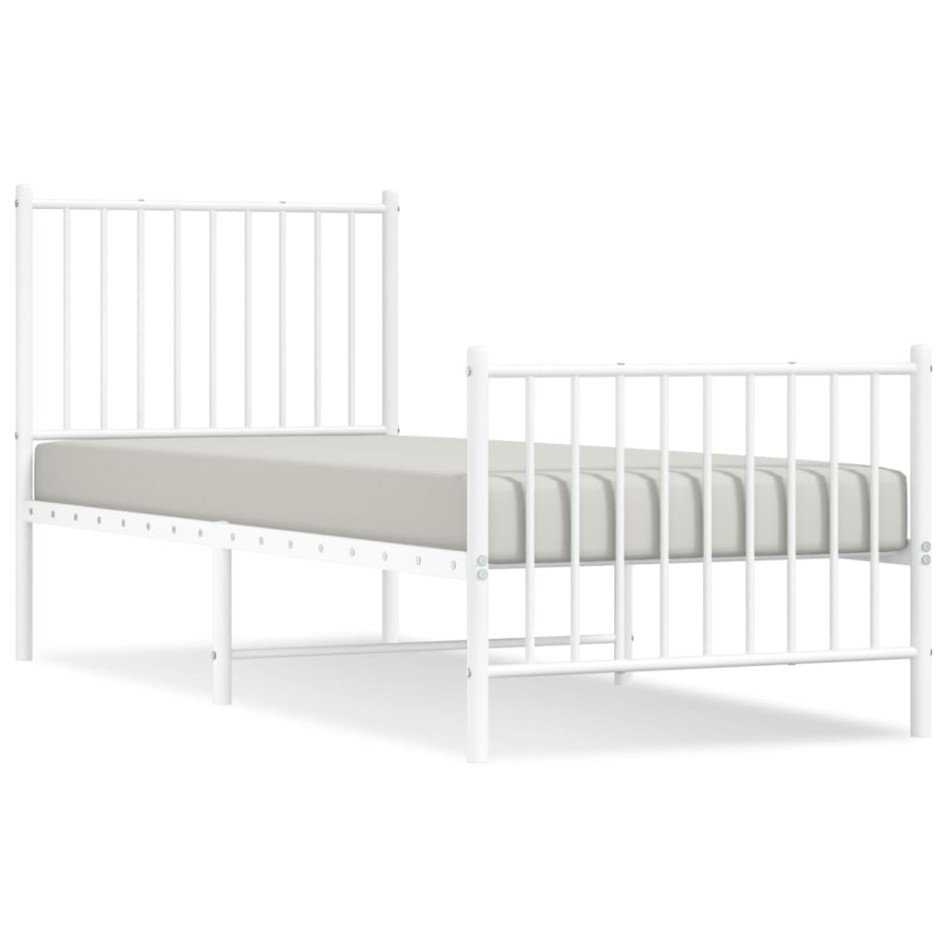 Estructura cama sin colchón con estribo metal blanco 75x190