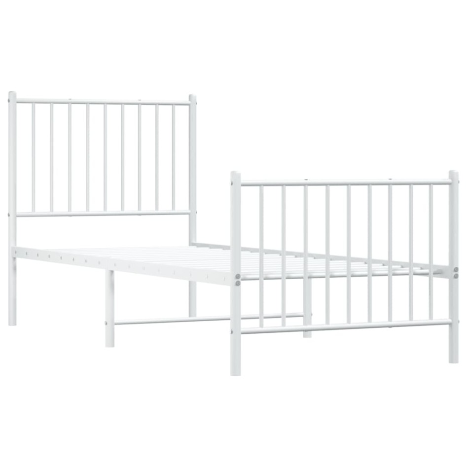 Estructura cama sin colchón con estribo metal blanco 75x190