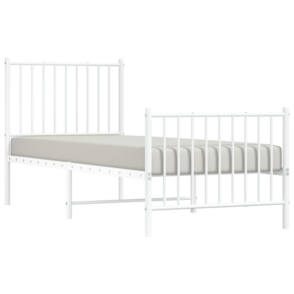 Estructura cama sin colchón con estribo metal blanco 75x190