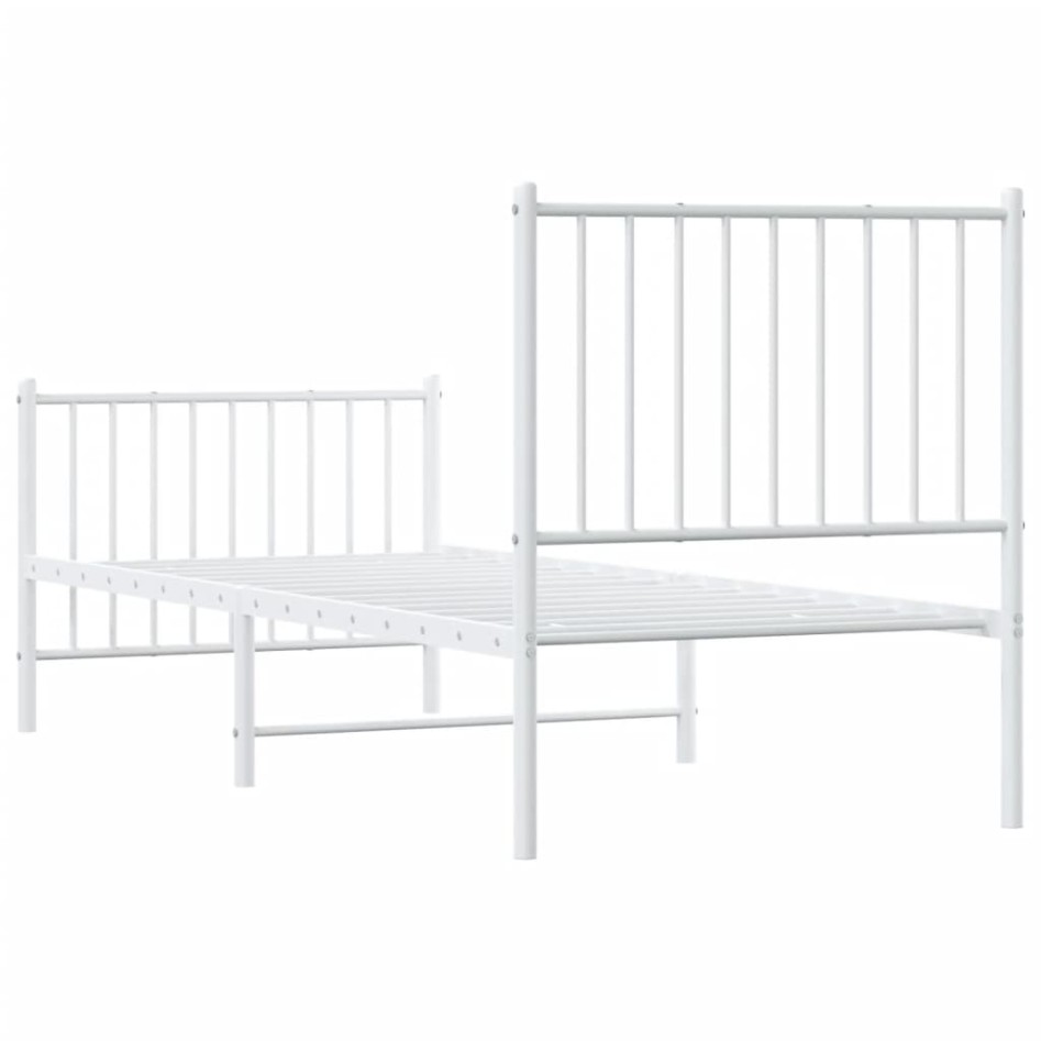 Estructura cama sin colchón con estribo metal blanco 75x190