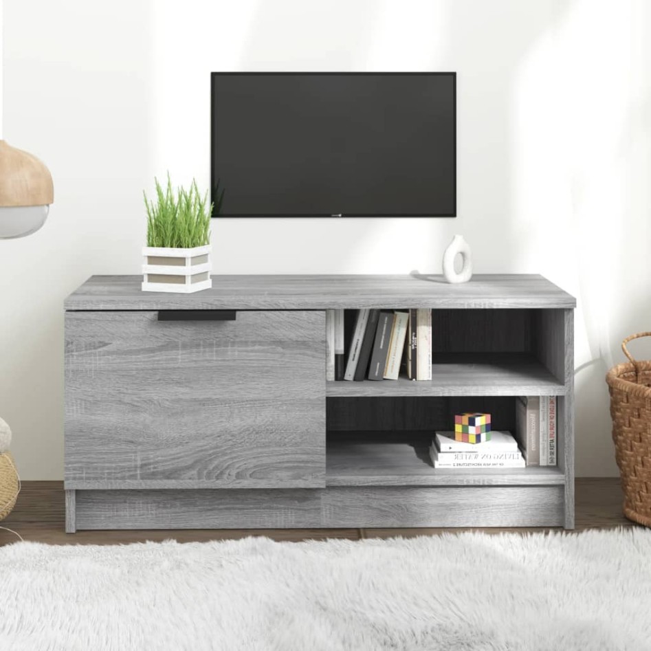 Mueble para TV madera contrachapada gris Sonoma 80x35x36,5