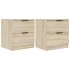 Mesita de noche 2 uds madera contrachapada color roble