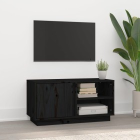 Mueble de TV madera maciza de pino negro 80x35x40,5