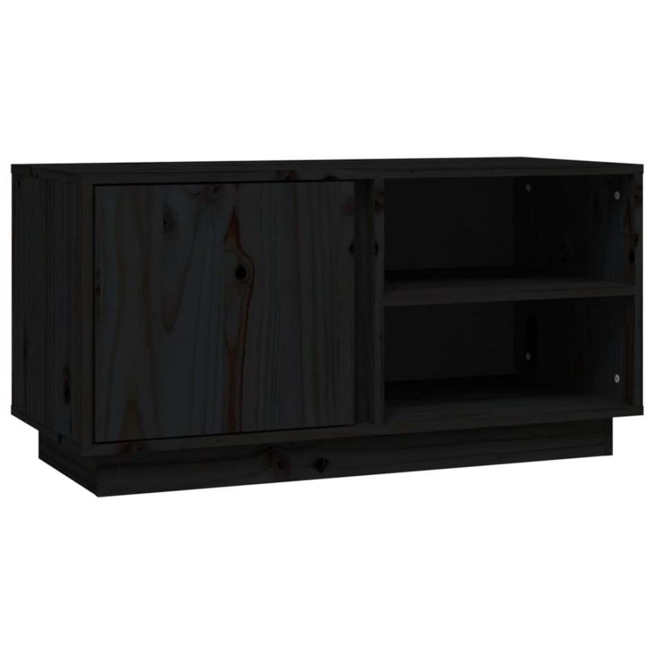Mueble de TV madera maciza de pino negro 80x35x40,5