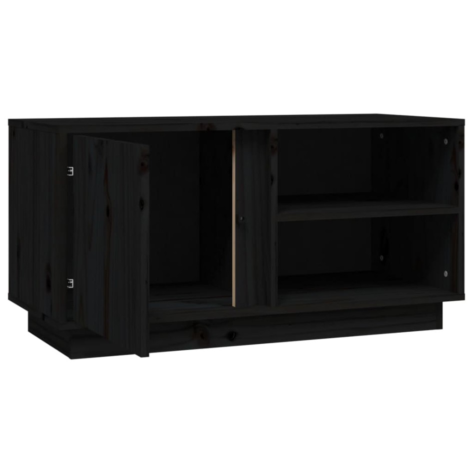 Mueble de TV madera maciza de pino negro 80x35x40,5