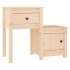 Mesita de noche madera maciza de pino 79,5x38x65,5