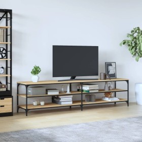 Mueble TV metal y madera contrachapada roble Sonoma