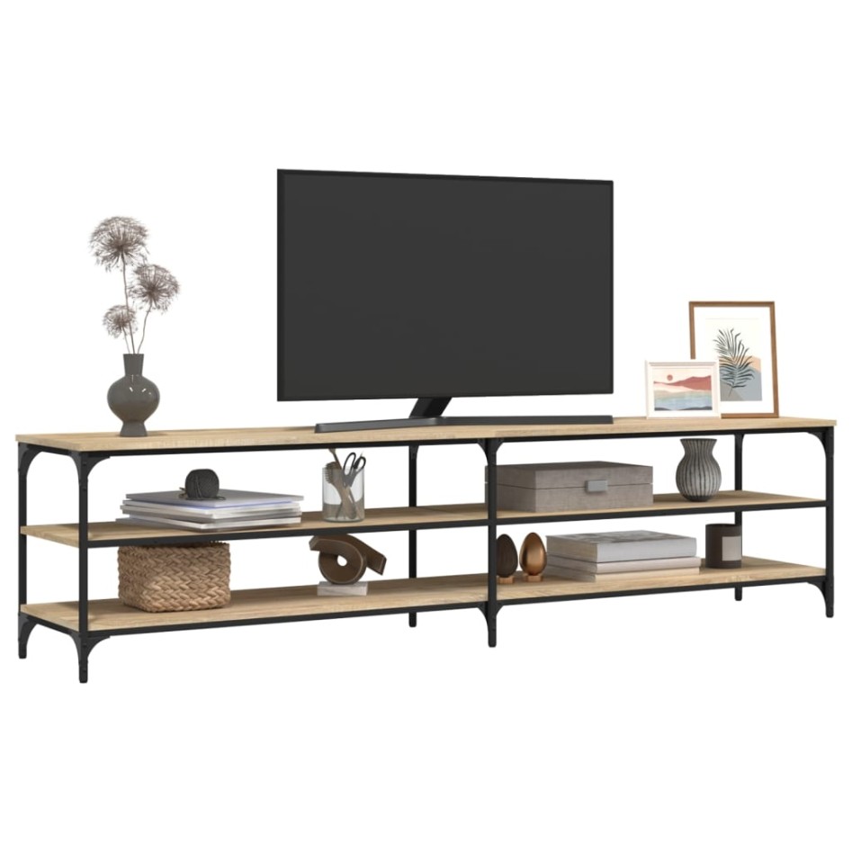 Mueble TV metal y madera contrachapada roble Sonoma