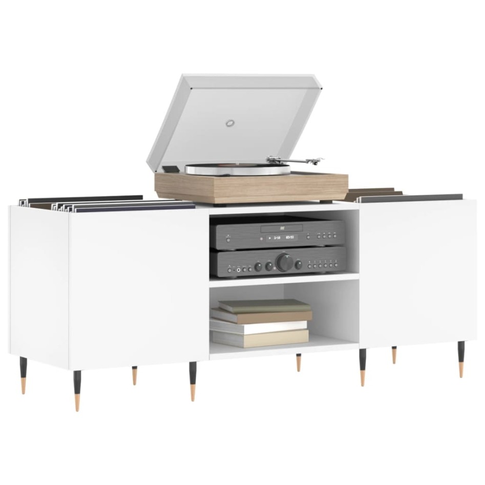 Mueble para discos madera contrachapada blanco 121x38x48