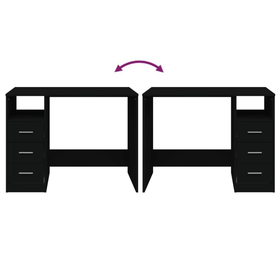 Escritorio cajones madera contrachapada negro 102x50x76