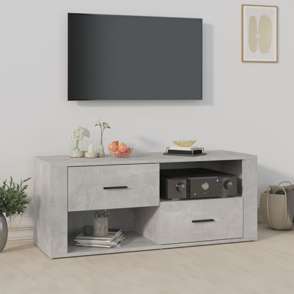 Mueble para TV contrachapada gris hormigón 100x35x40