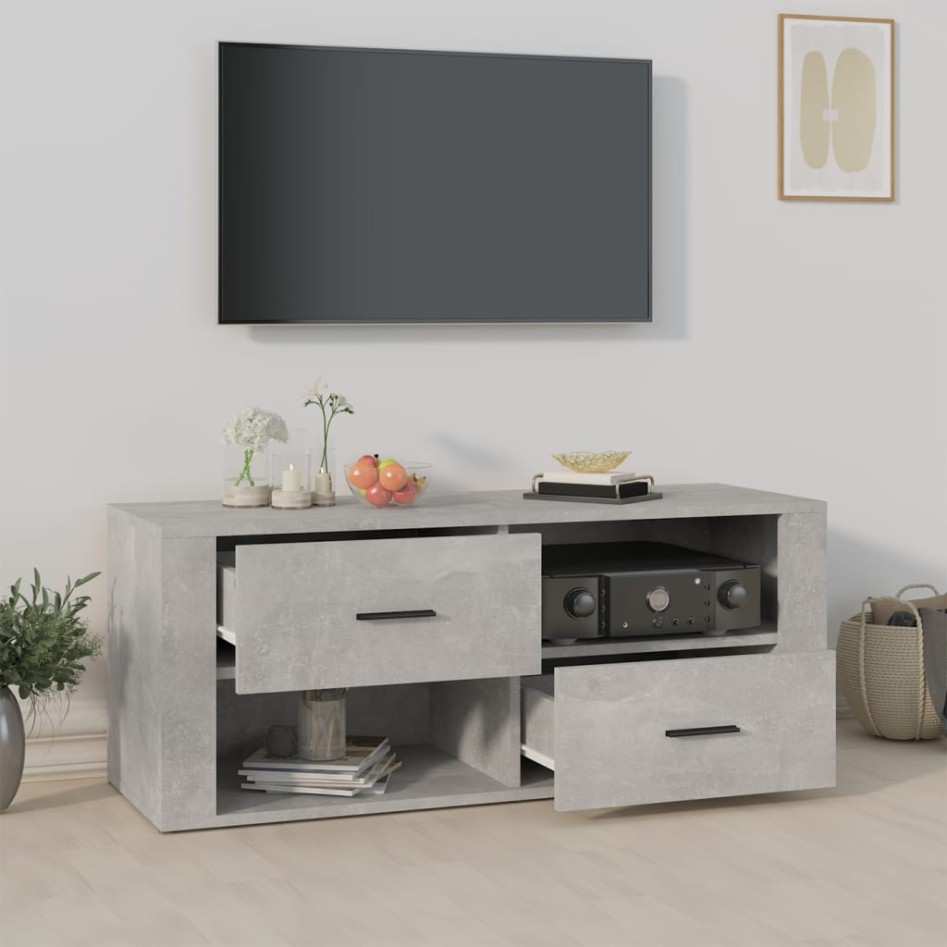 Mueble para TV contrachapada gris hormigón 100x35x40