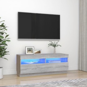 Mueble de TV con luces LED gris Sonoma 100x35x40