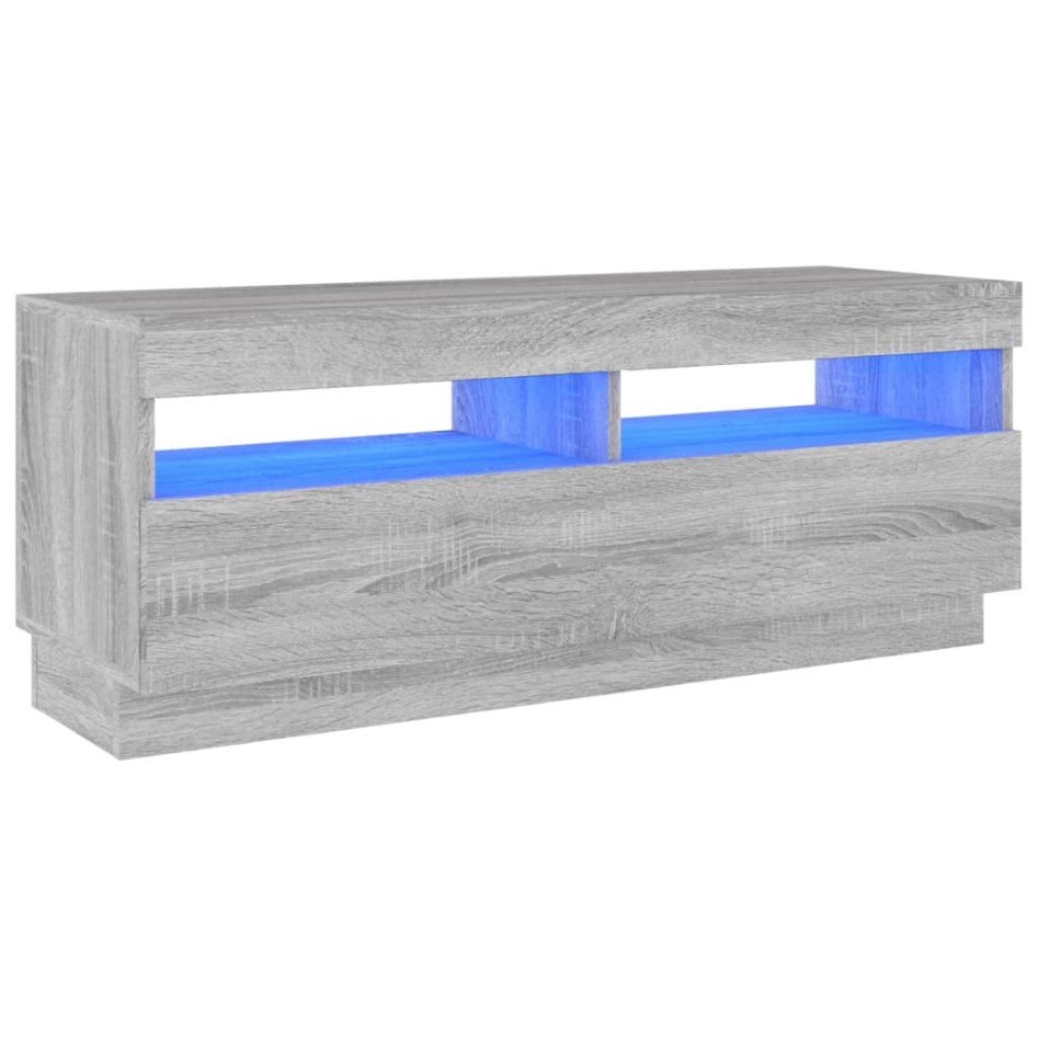 Mueble de TV con luces LED gris Sonoma 100x35x40
