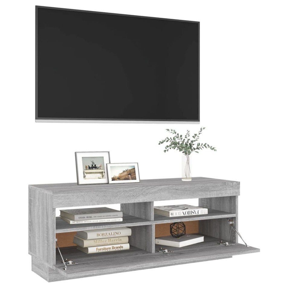 Mueble de TV con luces LED gris Sonoma 100x35x40