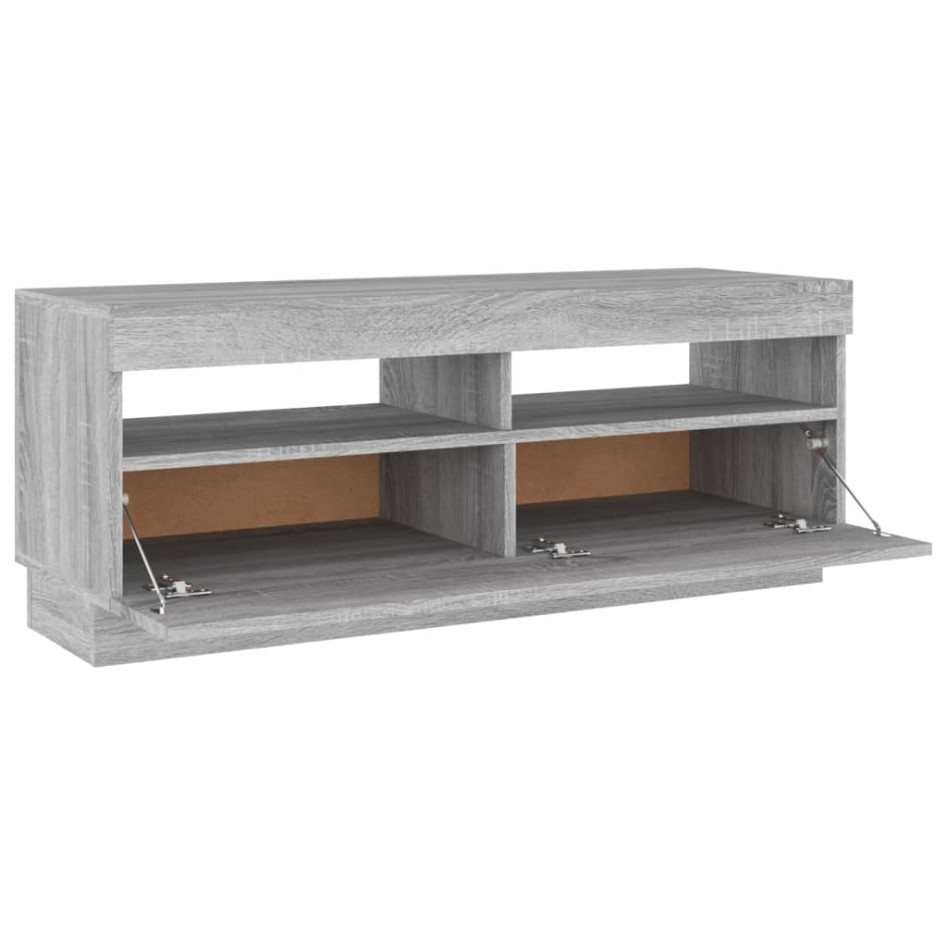 Mueble de TV con luces LED gris Sonoma 100x35x40