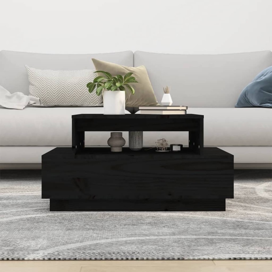Mesa de centro madera maciza de pino negro 80x55x40,5