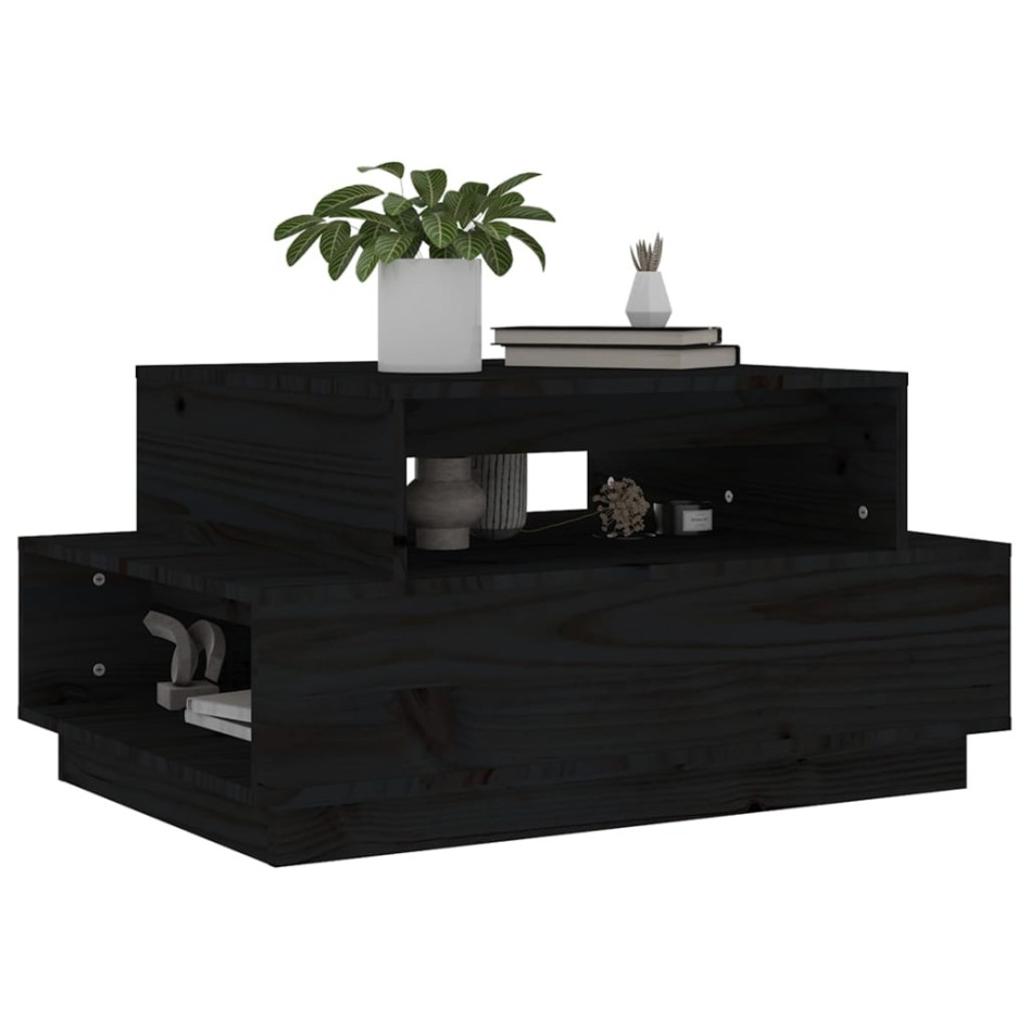 Mesa de centro madera maciza de pino negro 80x55x40,5