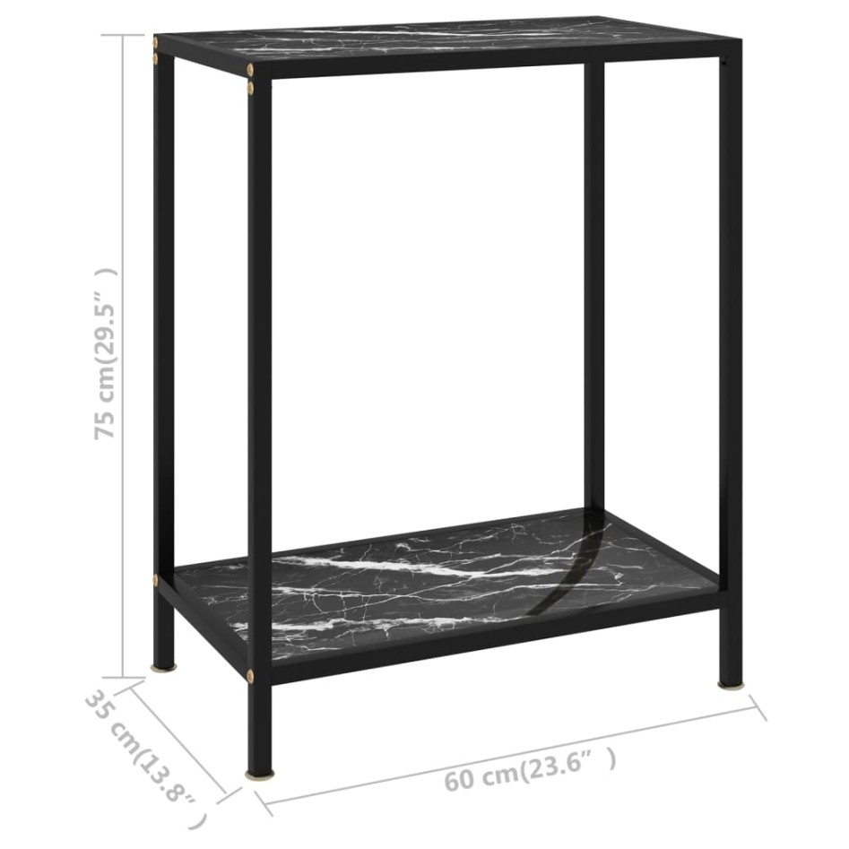 Mesa de consola negro vidrio templado 60x35x75