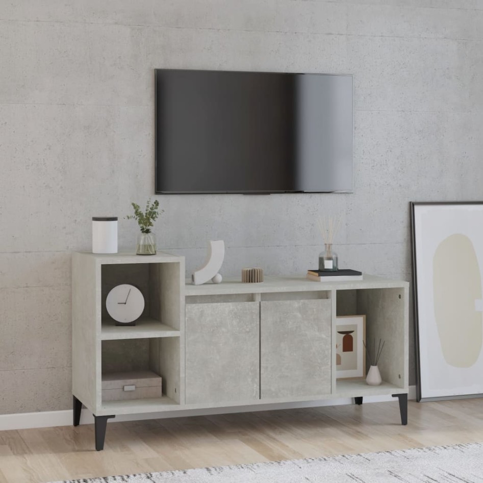 Mueble para TV madera contrachapada gris hormigón 100x35x55