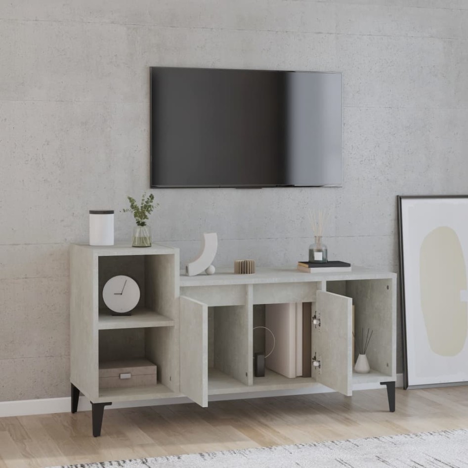 Mueble para TV madera contrachapada gris hormigón 100x35x55