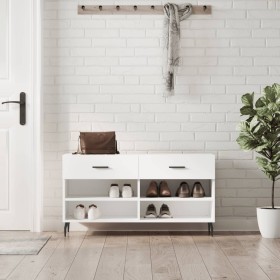 Banco zapatero madera de ingeniería blanco 102x35x55
