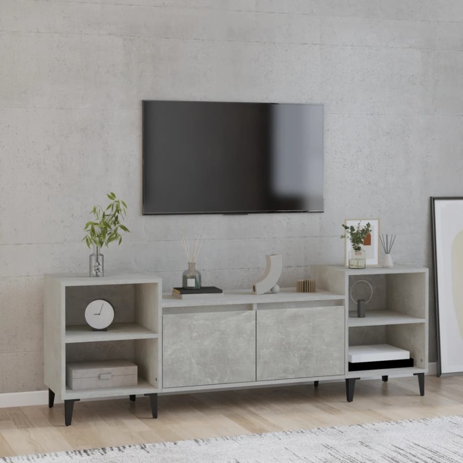 Mueble para TV madera contrachapada gris hormigón 160x35x55
