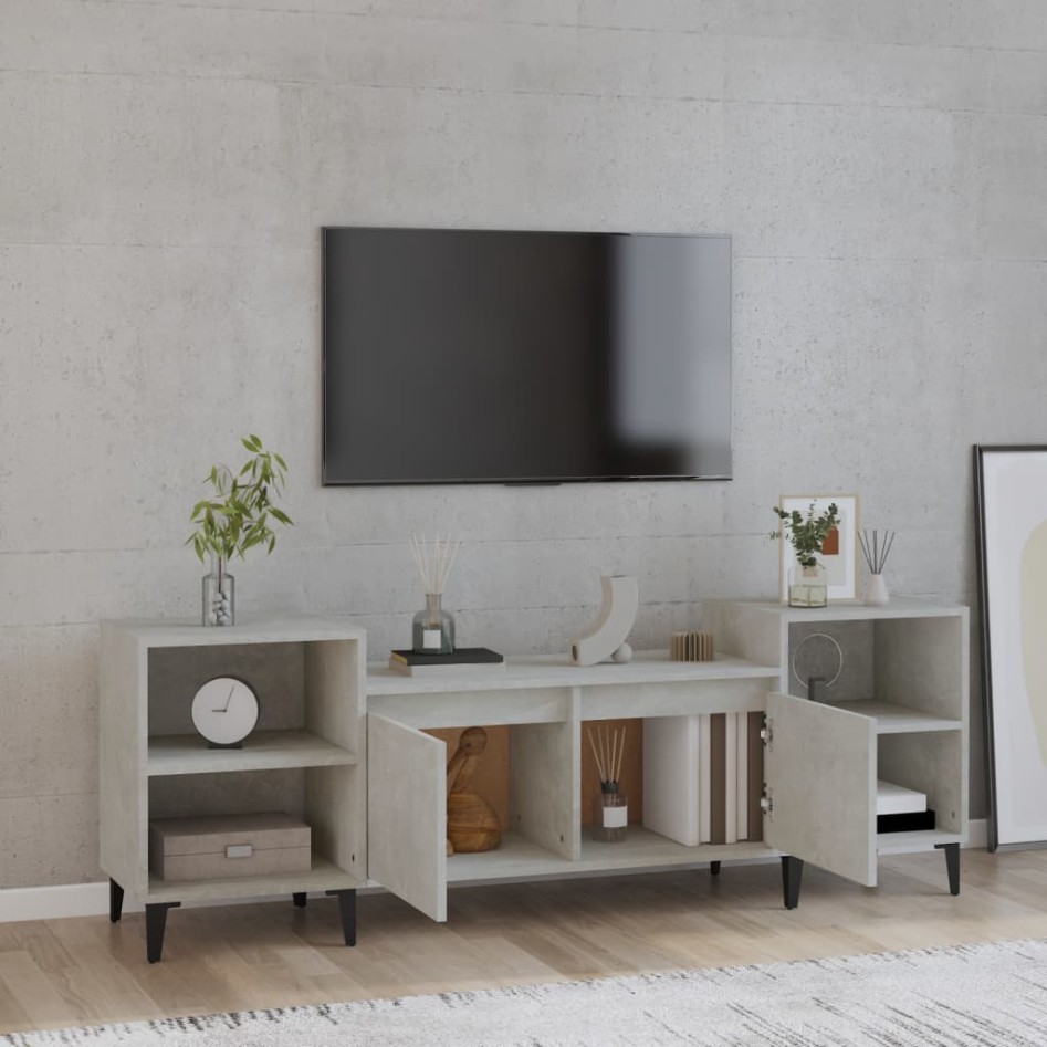 Mueble para TV madera contrachapada gris hormigón 160x35x55