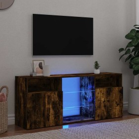 Mueble de TV con luces LED roble ahumado 120x30x50