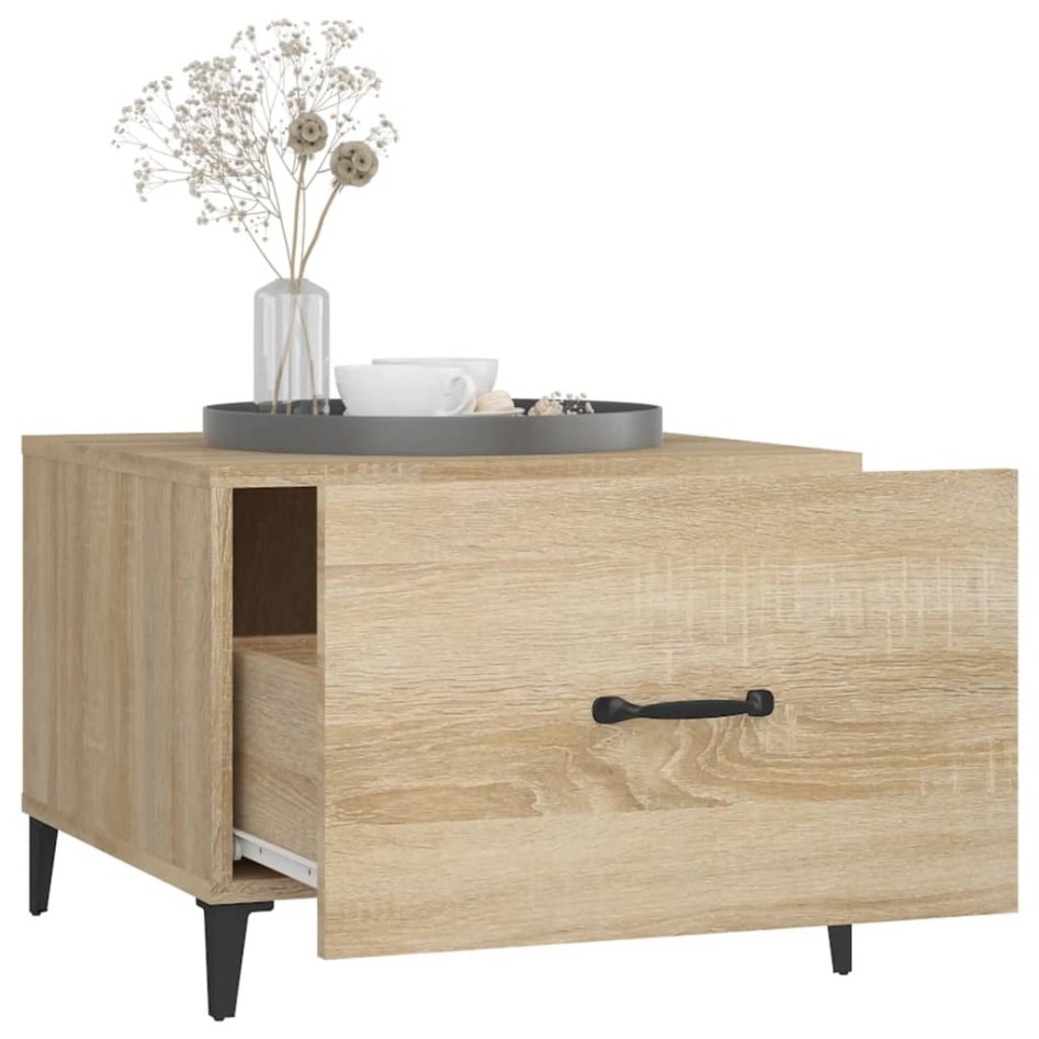 Mesa de centro con patas de metal 2 uds roble Sonoma