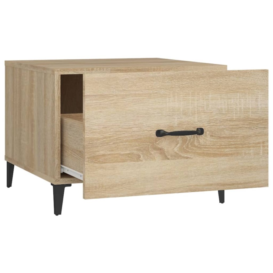 Mesa de centro con patas de metal 2 uds roble Sonoma