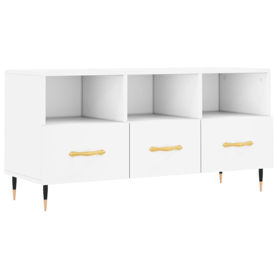 Mueble de TV madera de ingeniería blanco 102x36x50