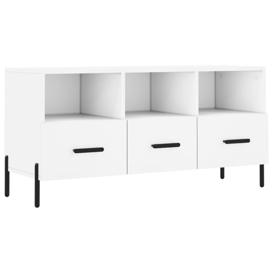 Mueble de TV madera de ingeniería blanco 102x36x50