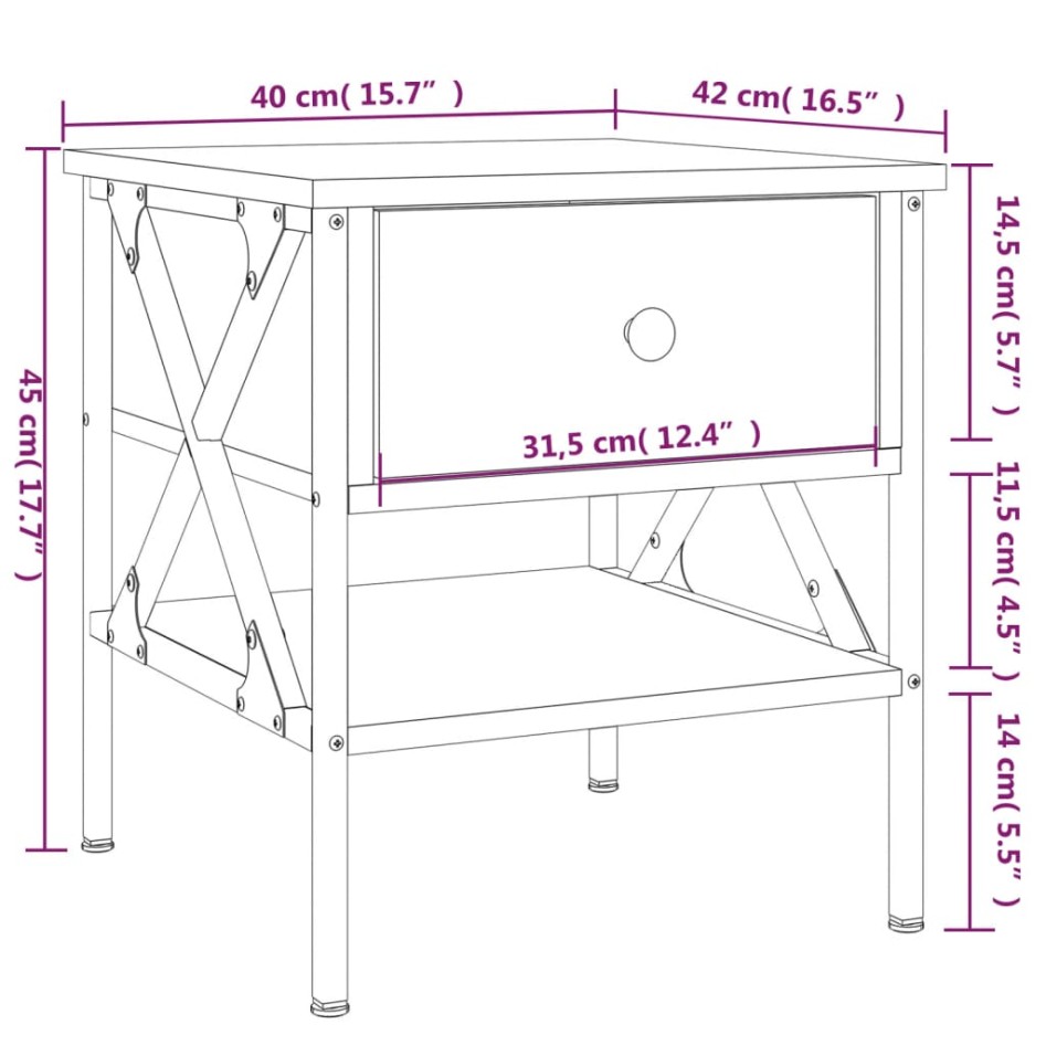 Mesita de noche madera de ingeniería roble Sonoma 40x42x45