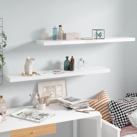 Estante flotante pared 2 uds MDF blanco brillo 120x23,5x3,8