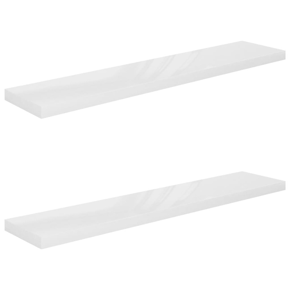 Estante flotante pared 2 uds MDF blanco brillo 120x23,5x3,8