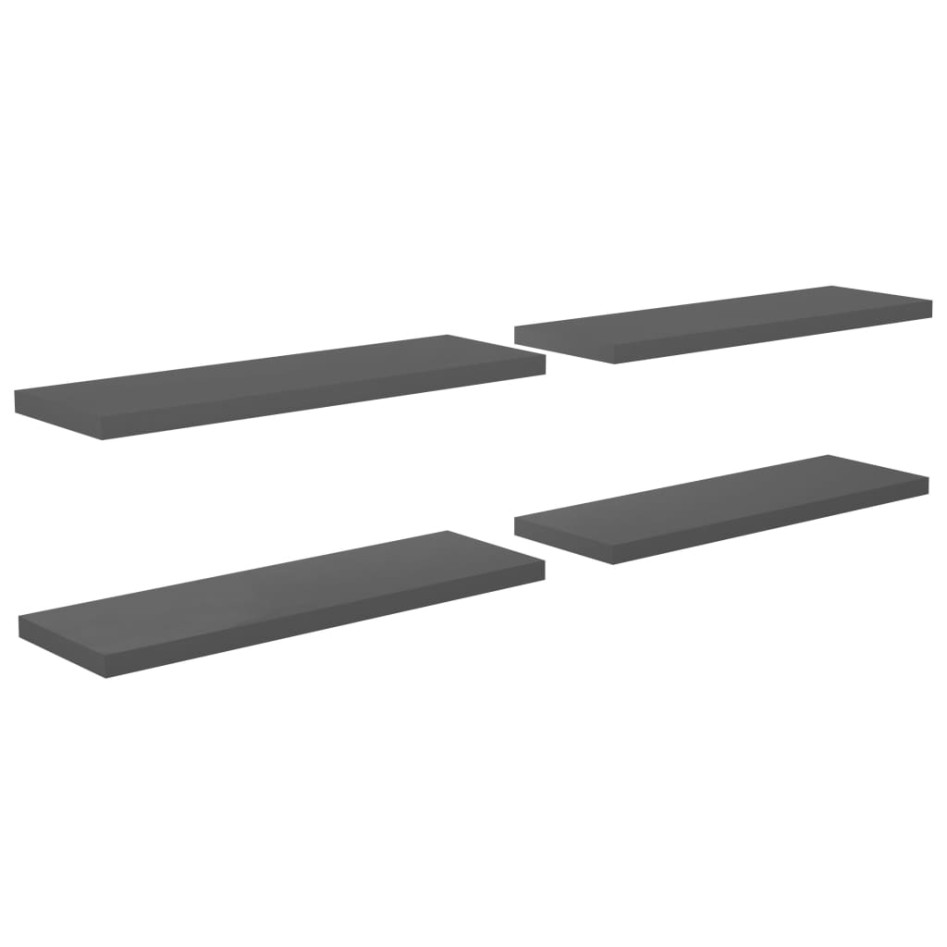 Estante flotante de pared 4 uds MDF gris brillo 120x23,5x3,8
