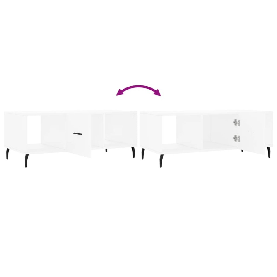 Mesa de centro madera contrachapada blanco 102x50x40