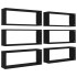 Estante cubo de pared 6 uds contrachapado negro 60x15x23